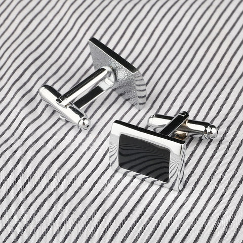 Simple Style Black Rectangle Cufflink