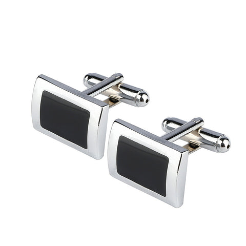 Simple Style Black Rectangle Cufflink