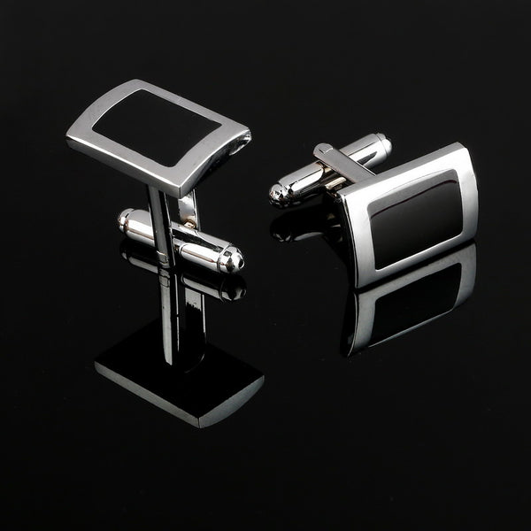 Simple Style Black Rectangle Cufflink