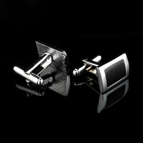 Simple Style Black Rectangle Cufflink