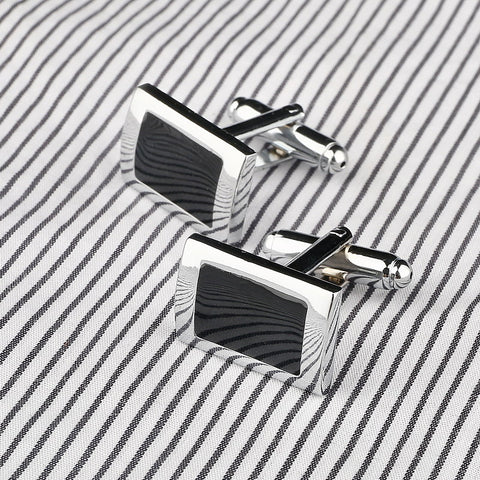 Simple Style Black Rectangle Cufflink