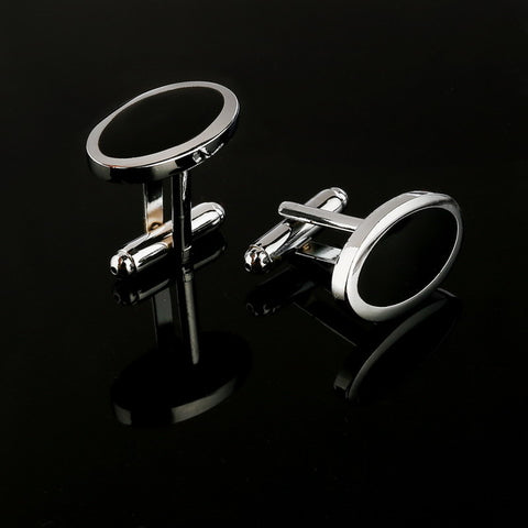 Simple Style Black Rectangle Cufflink