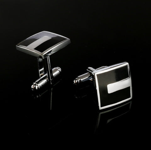 Simple Style Black Rectangle Cufflink