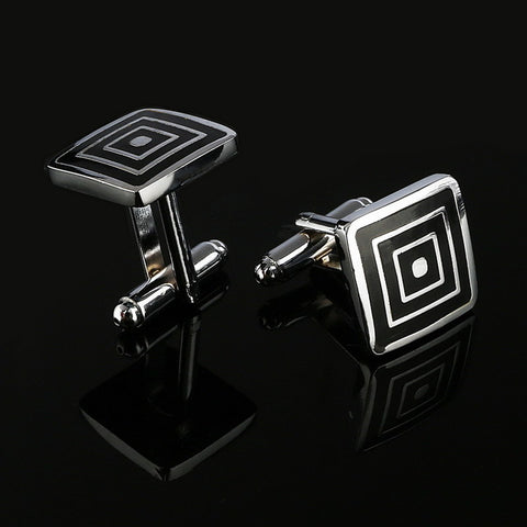 Simple Style Black Rectangle Cufflink