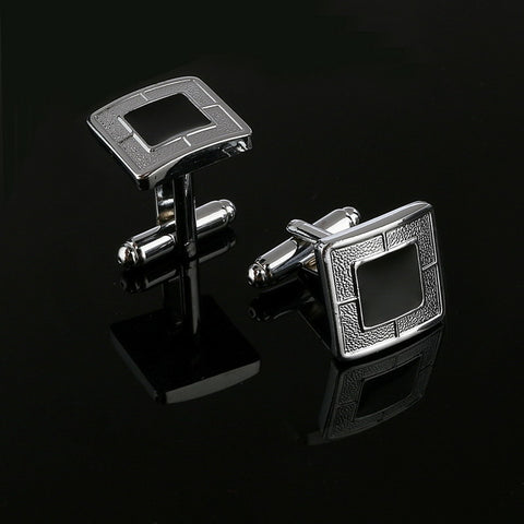 Simple Style Black Rectangle Cufflink