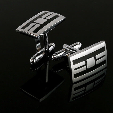 Simple Style Black Rectangle Cufflink