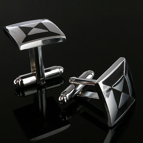 Simple Style Black Rectangle Cufflink