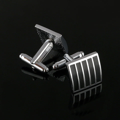 Simple Style Black Rectangle Cufflink