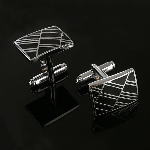 Simple Style Black Rectangle Cufflink