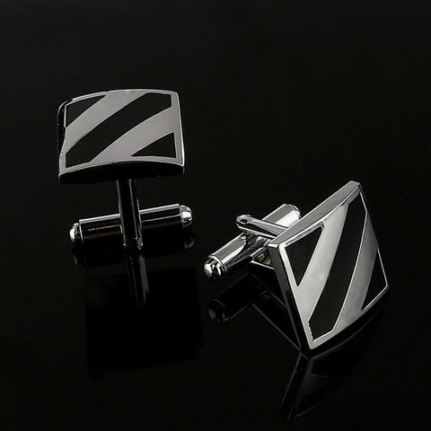 Simple Style Black Rectangle Cufflink