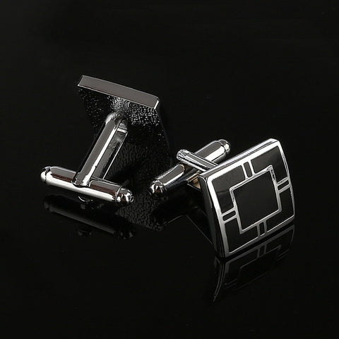 Simple Style Black Rectangle Cufflink